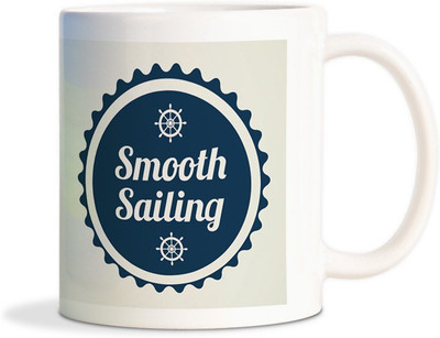

Red Flower Smooth Sailing wheel Ship Coffee Ceramic Mug(300 ml), White