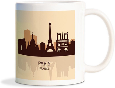 Red Flower New Paris france theme vector Coffee Ceramic Mug(350 ml), White