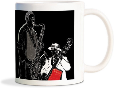 

Red Flower Retro black and white Music illustration Ceramic Mug(350 ml)