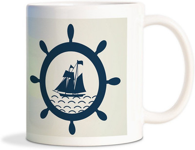

Red Flower Ship with wheel Coffee Ceramic Mug(300 ml), White