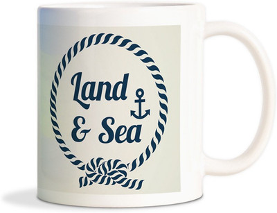 

Red Flower Authentic Land and Sea Coffee Ceramic Mug(350 ml), White