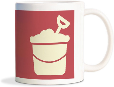 

Red Flower Mud bucket latest Coffee Ceramic Mug(350 ml), White