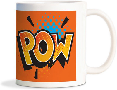 

Red Flower Crazy Comic Pow design Ceramic Mug(300 ml), White
