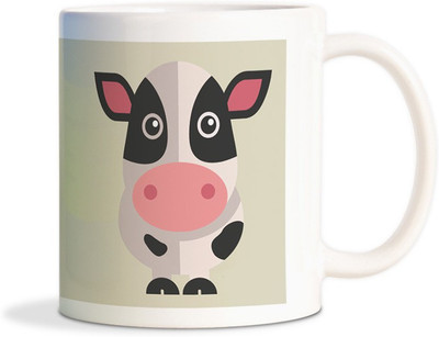 

Red Flower Cute cartoon Cow Coffee Ceramic Mug(300 ml), White