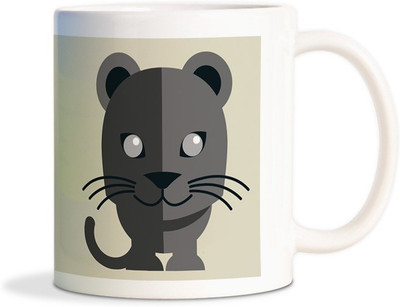 

Red Flower Evil eyes cute black cat Coffee Ceramic Mug(300 ml), White