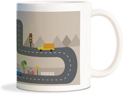

Red Flower Beautiful clean city scene Coffee Ceramic Mug(300 ml), White
