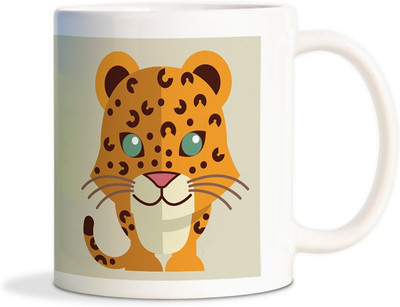 

Red Flower Cute baby Tiger cartoon Coffee Ceramic Mug(300 ml), White