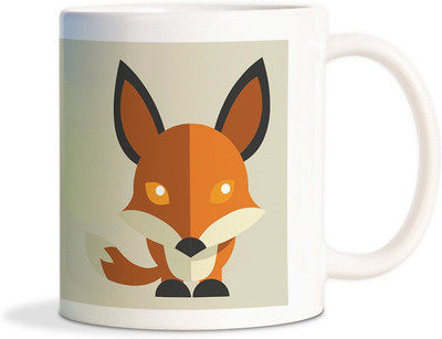 

Red Flower Claver baby Fox Coffee Ceramic Mug(350 ml), White