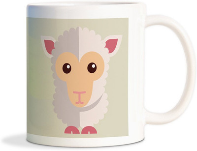 

Red Flower Latest Sheep Cute Coffee Ceramic Mug(350 ml), White