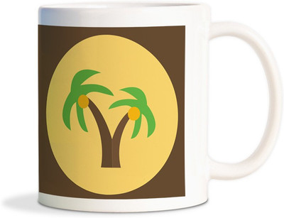 

Red Flower Coconut Tree vector Coffee Ceramic Mug(300 ml), White