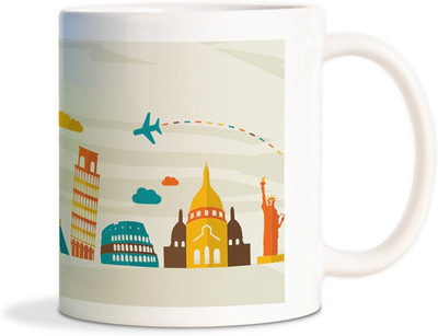 

Red Flower Best travel buildings colorfull Ceramic Mug(300 ml), White
