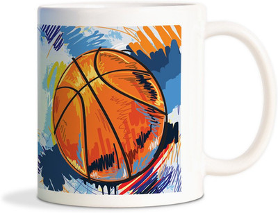 

Red Flower Basketball grungy colored Coffee Ceramic Mug(300 ml), White