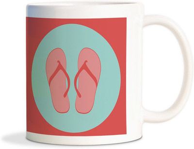 

Red Flower Cool pink Slippers pair Coffee Ceramic Mug(300 ml), White