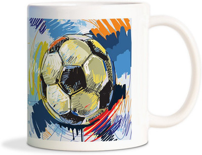

Red Flower Grungy Football colorfull Coffee Ceramic Mug(300 ml), White