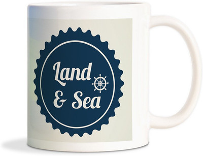 

Red Flower Ship wheel land and sea Coffee Ceramic Mug(300 ml), White