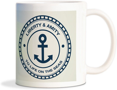 

Red Flower Ship anchor vector Coffee Ceramic Mug(300 ml), White