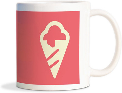 

Red Flower Ice creame cone Coffee Ceramic Mug(300 ml), White