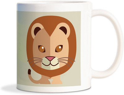 

Red Flower Cute baby cartoon Lion Coffee Ceramic Mug(350 ml), White