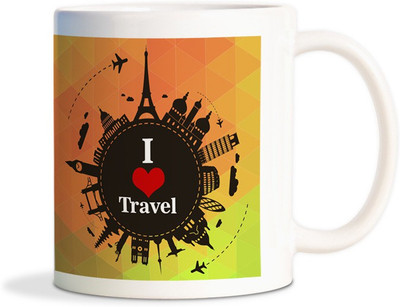 

Red Flower I love travel illustration beautiful Ceramic Mug(300 ml), White