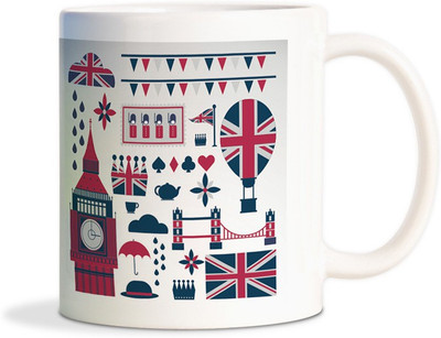 

Red Flower Vector england theme beautiful Coffees Ceramic Mug(350 ml), White