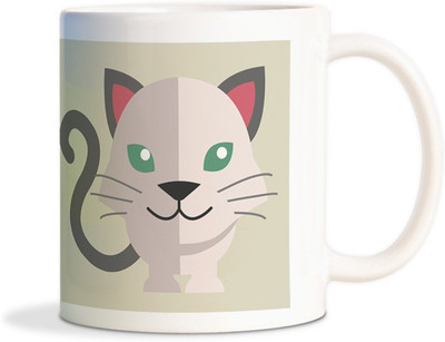 

WFCR Cute Baby Cat with evil eyes Coffee Ceramic Mug(300 ml), White