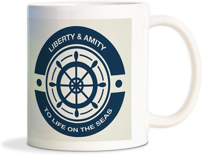 

Red Flower Ship wheel life on the sea vector Coffee Ceramic Mug(300 ml), White
