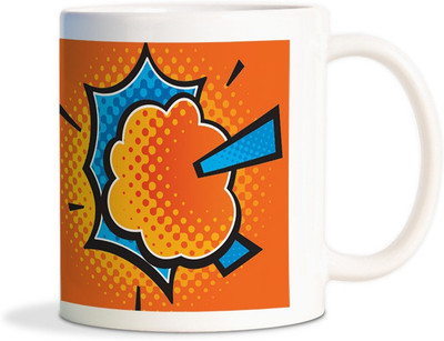 

Red Flower Crazy vector comic blast pow mug Ceramic Mug(300 ml), White