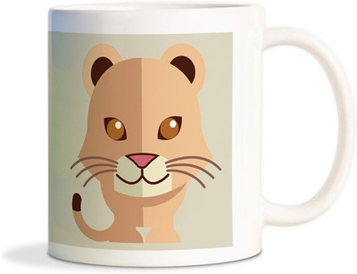 

Red Flower Coffee of sweet cute baby Cat Ceramic Mug(350 ml), White