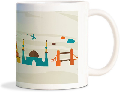 

Red Flower Travelling places colorfull Coffee Ceramic Mug(350 ml), White