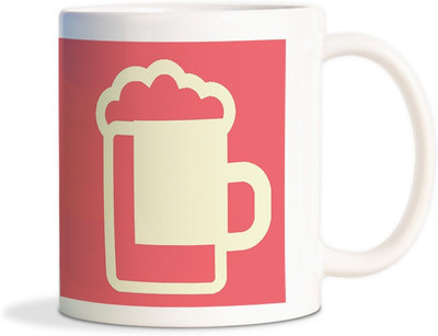 

Red Flower Beer mug Coffee Ceramic Mug(300 ml), White