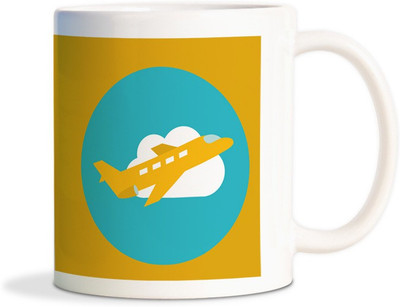 

Red Flower Coffee of latest Aeroplane Icon Ceramic Mug(300 ml), White