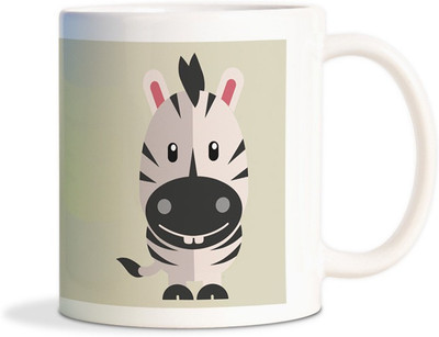 

Red Flower Funky Zebra Cute Coffee Ceramic Mug(300 ml), White