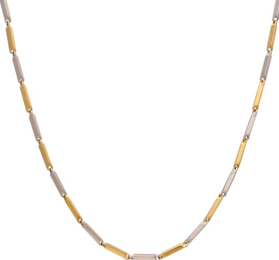 memoir Brass Gold silver finish tubular chain necklace Silver Plated Metal Necklace