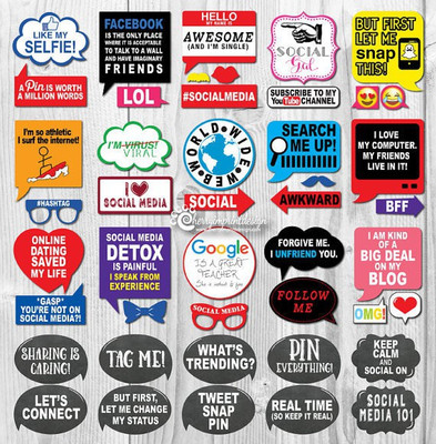 

PARTY PROPZ SET OF 44 PHOTO PROPS/ PHOTO BOOTH BOARD/ PARTY PROPS Photo Booth Board(Birthday, Wedding, Party, Bachelorette)