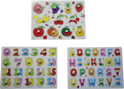 

Hnt Kids wooden alphabet number and fruits puzzle(58 Pieces)