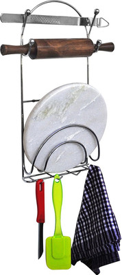 

eoan international Chakla Belan Stand With Hooks Wooden Wall Shelf(Number of Shelves - 1)