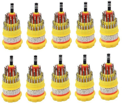 

CheckSums 11114 Jackly 31 in 1 Magnetic Screwdrive Toolkit Standard Screwdriver Set(Pack of 10), Yellow