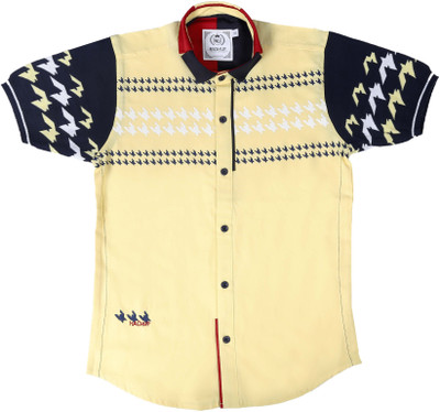 MashUp Boys Printed Casual Black, Yellow Shirt