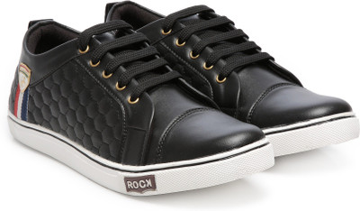 TEN Black Synthetic Leather Sneakers Sneakers For Men(Black