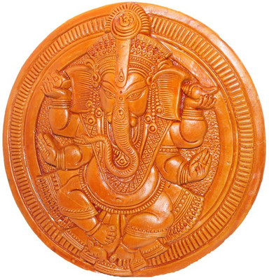 

Sarvsiddhi Terracotta Plain Round Lord Ganpati Wall hanging Decorative Showpiece - 4 cm(Terracotta, Brown)