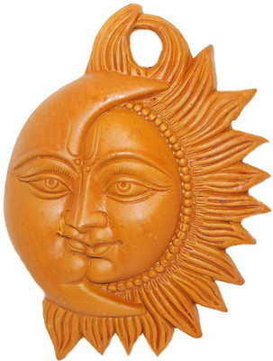 

Sarvsiddhi Terracotta Plain Sun Moon Wall Hanging Decorative Showpiece - 5 cm(Terracotta, Brown)