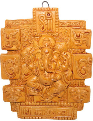 

Sarvsiddhi Terracotta Plain Swastik Om Ganesh Wall hanging Decorative Showpiece - 3 cm(Terracotta, Brown)