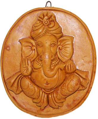 

Sarvsiddhi Terracotta Plain Ganesha Door hanging Decorative Showpiece - 5 cm(Terracotta, Brown)