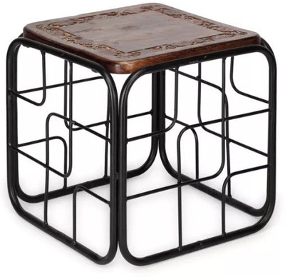 

Onlineshoppee Wood & Iron Metal End Table(Finish Color - Antique Brown)