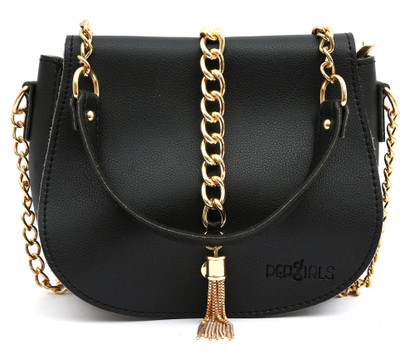 

Pepgirls Girls Evening/Party Black Leatherette Sling Bag
