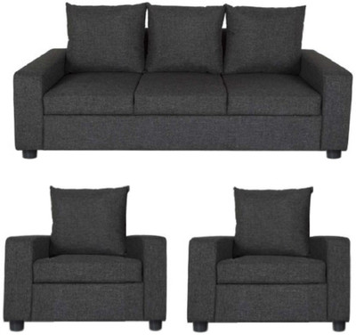 

GIOTEAK Fabric 3 + 1 + 1 Black Sofa Set
