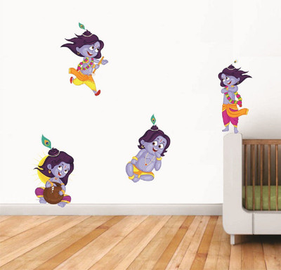 Asmi Collections 120 cm Cute Little Krishna Self Adhesive Sticker(Pack of 1)