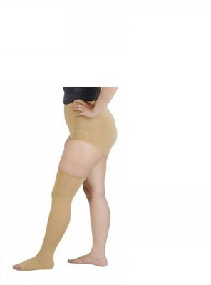 

VibeX ™ Cotton Compression Stockings Above Length for Varicose Veins Knee, Calf & Thigh Support (L, Beige)