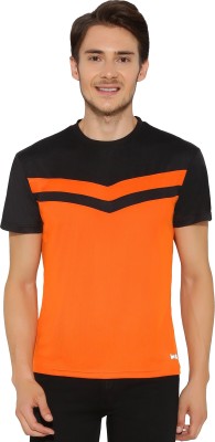 Imagica Solid Men Round Neck Black, Orange T-Shirt