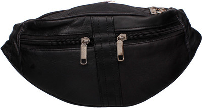 Modish Designs Fashion Leather Black Waist Bag Waist Bag(Black)